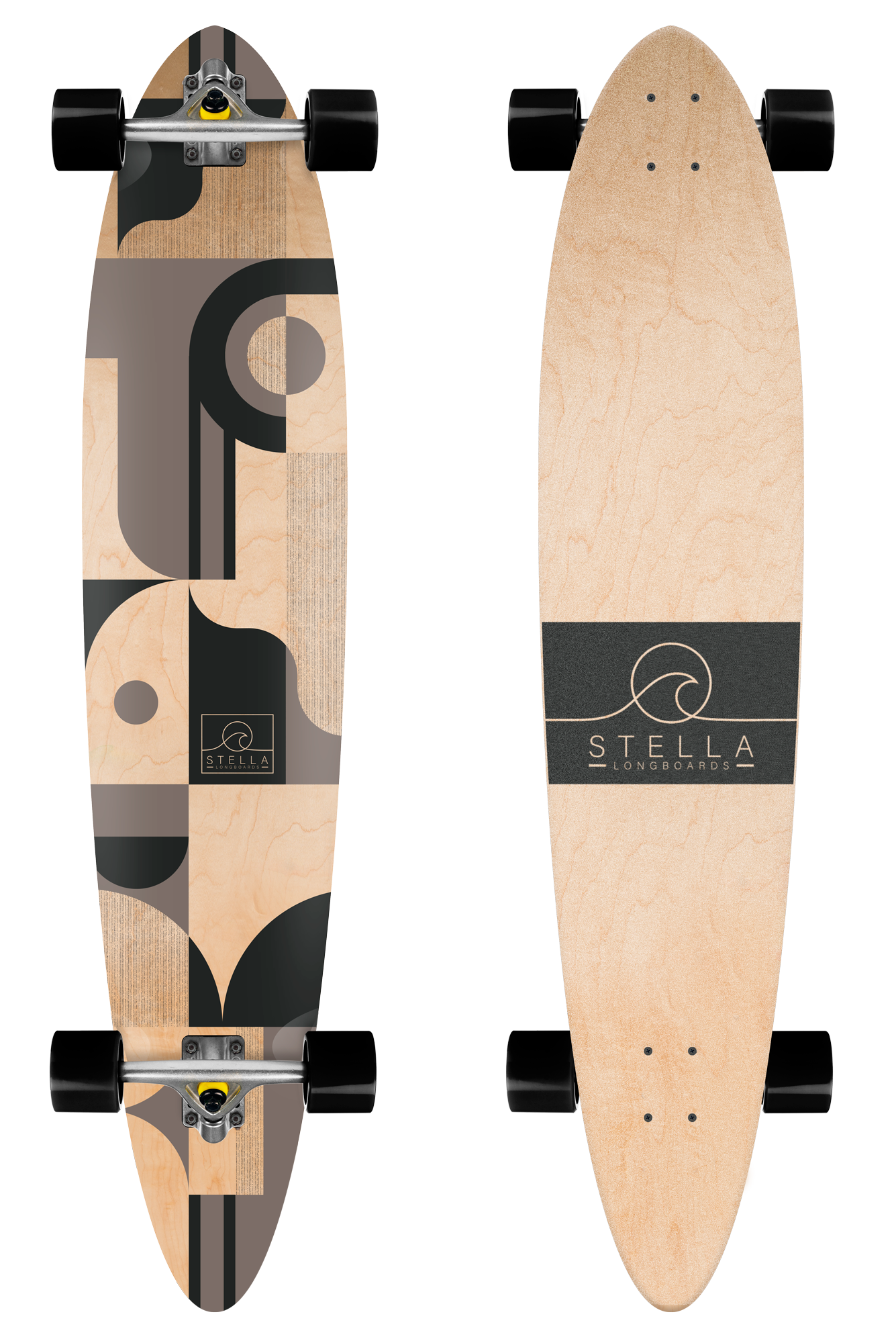 Stella 42"-46" Pintail Abstract Surf Longboard Complete